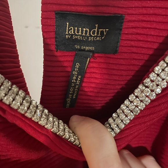 Red Dress with Sparkling Necklace - Picture 2 of 3